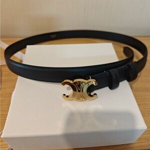 Celine Black Belt with Gold Buckle